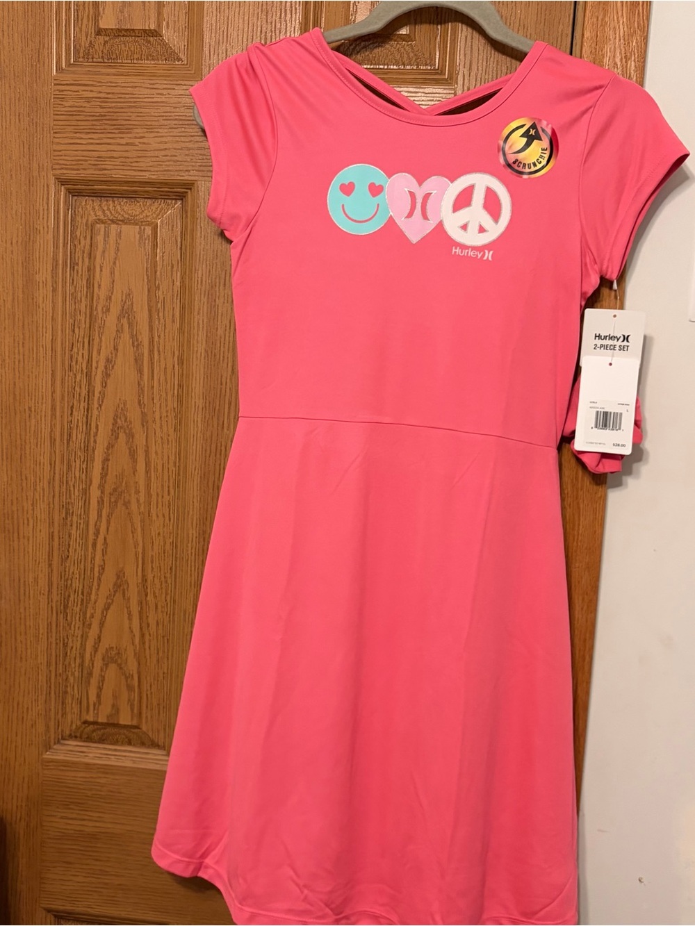 Hurley Pink Girls' Emoji Heart Peace Dress